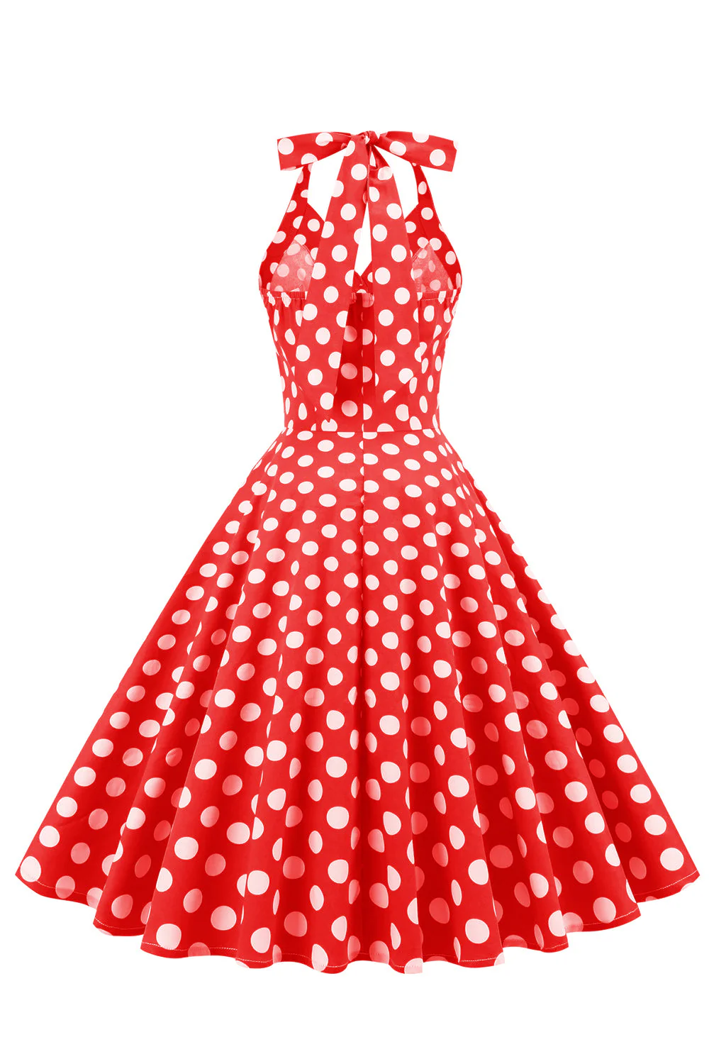 Czerwona Sukienka Pin Up Lata 50 w Groszki - Image 5
