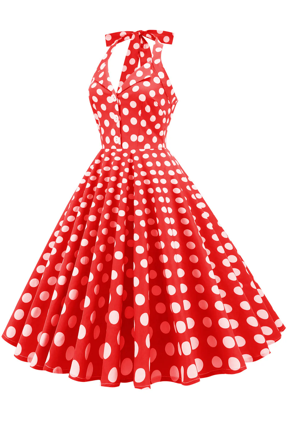 Czerwona Sukienka Pin Up Lata 50 w Groszki - Image 6