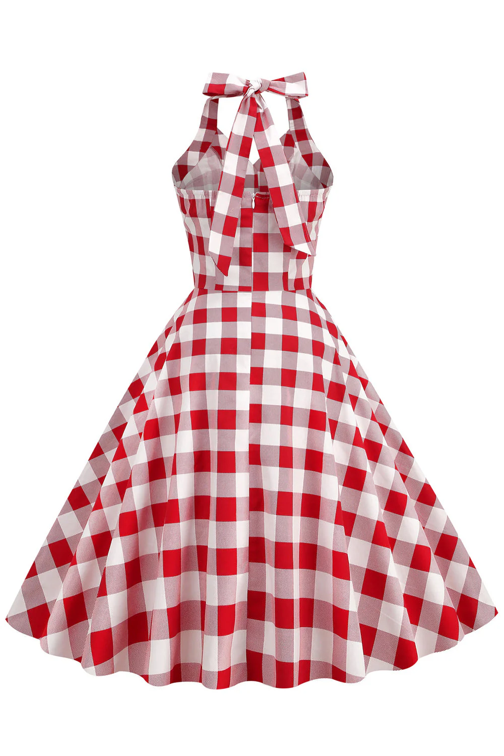 Czerwona Sukienka Pin Up Lata 50 w Kratkę - Image 2