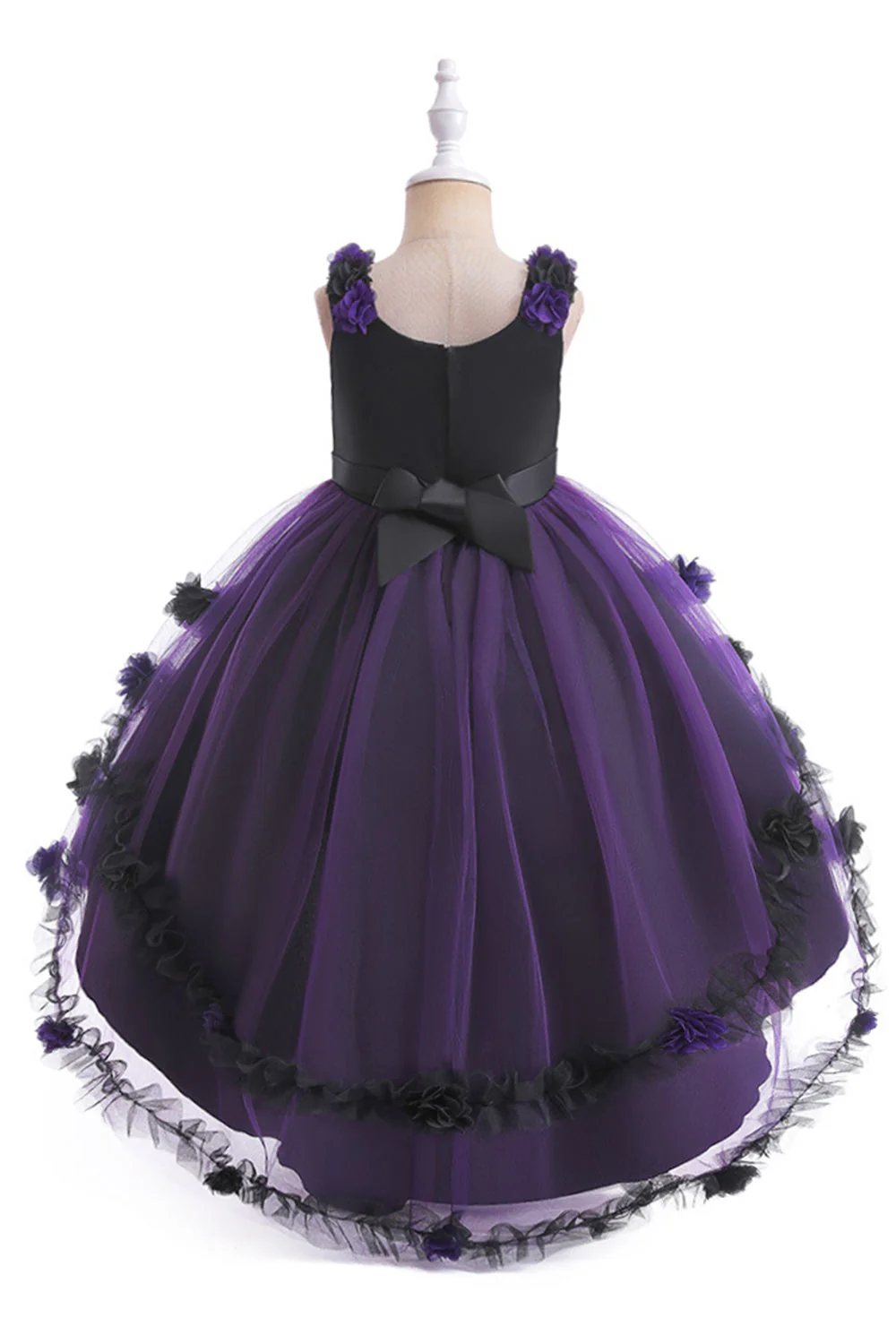 Dark Purple High Low Tulle Halloween Sukienka Dziewczyna z 3D Flower - Image 7