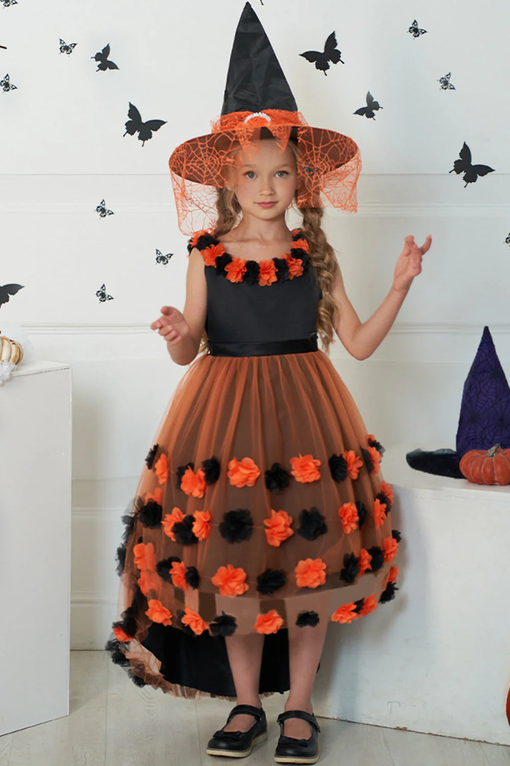 Dark Purple High Low Tulle Halloween Sukienka Dziewczyna z 3D Flower - Image 8