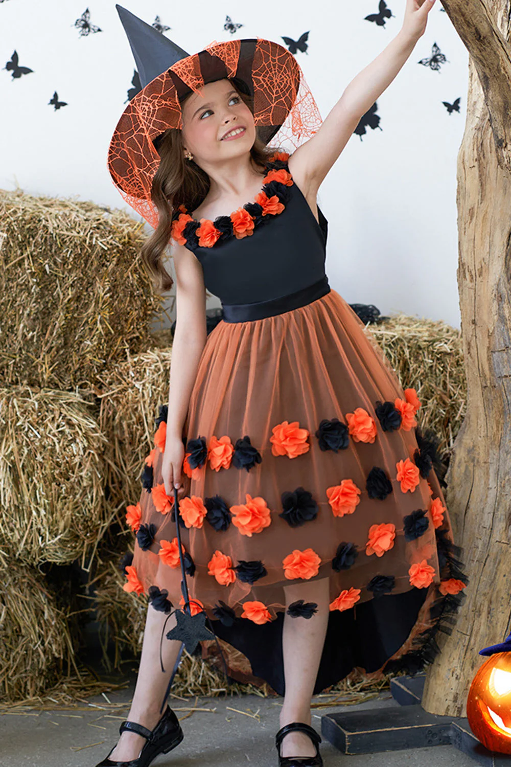 Dark Purple High Low Tulle Halloween Sukienka Dziewczyna z 3D Flower - Image 9