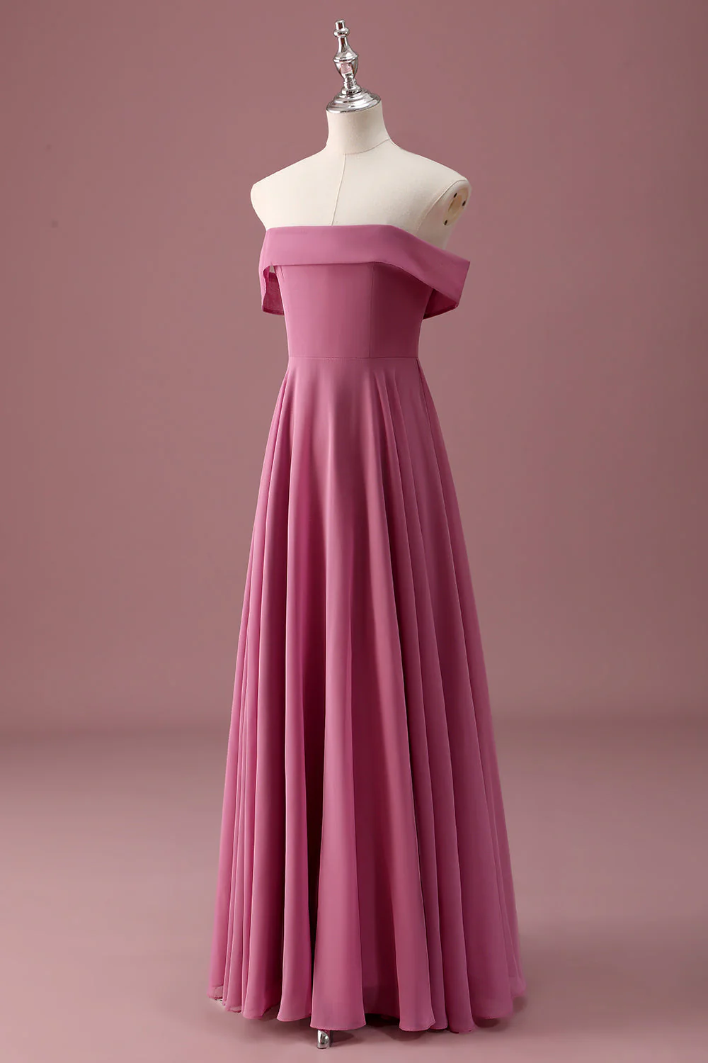 Desert Rose Off the Shoulder Szyfon A Line Młodsza Sukienka Druhny - Image 3