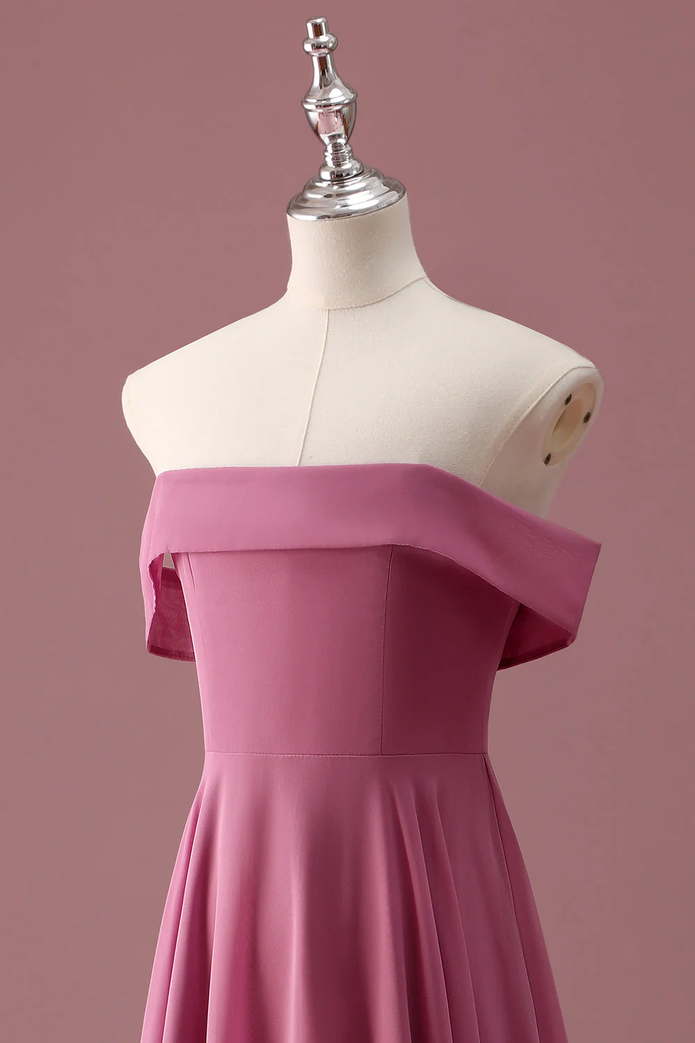 Desert Rose Off the Shoulder Szyfon A Line Młodsza Sukienka Druhny - Image 6