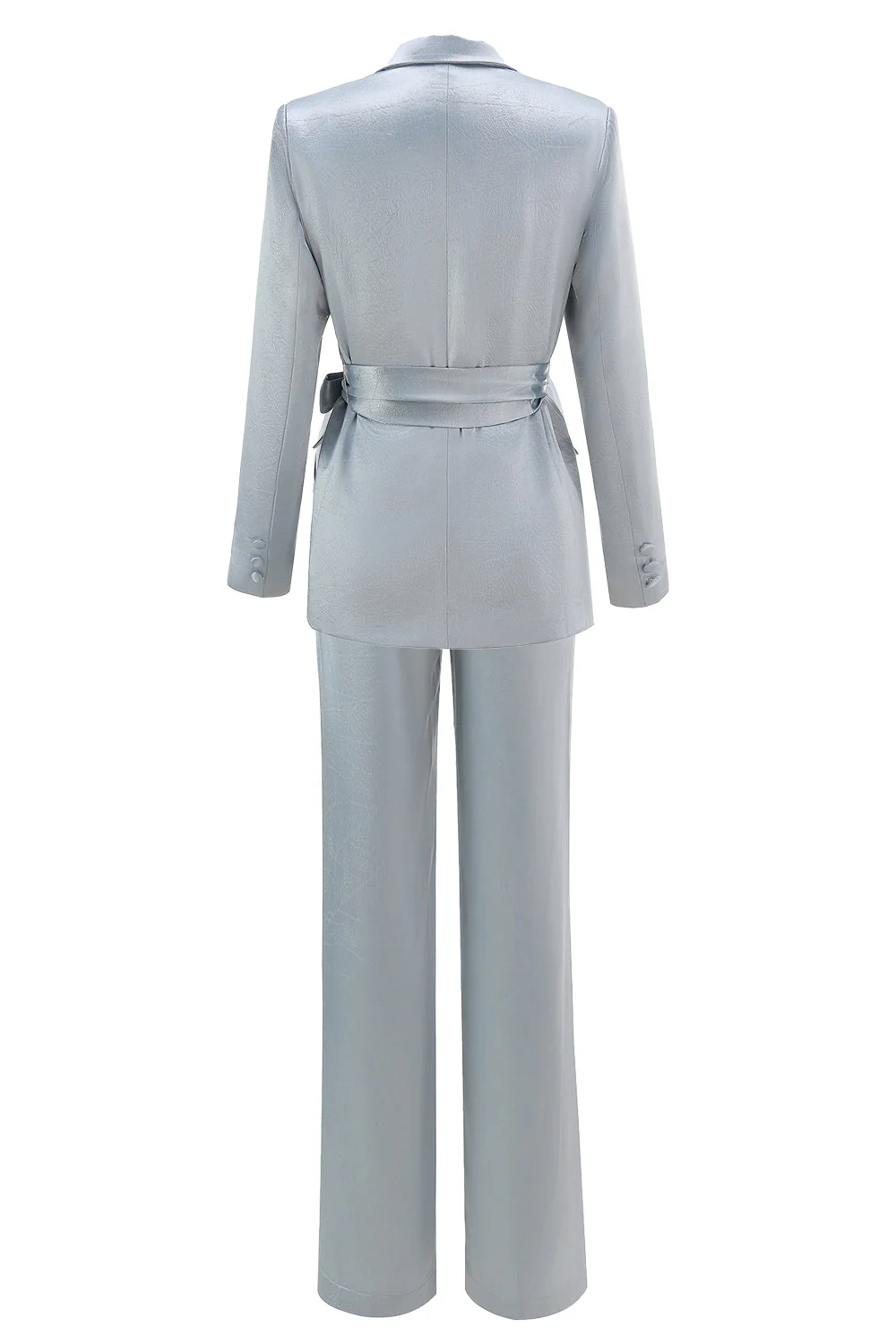 Dusty Blue Peak Lapel 2-częściowy garnitur damski z szarfą - Image 2