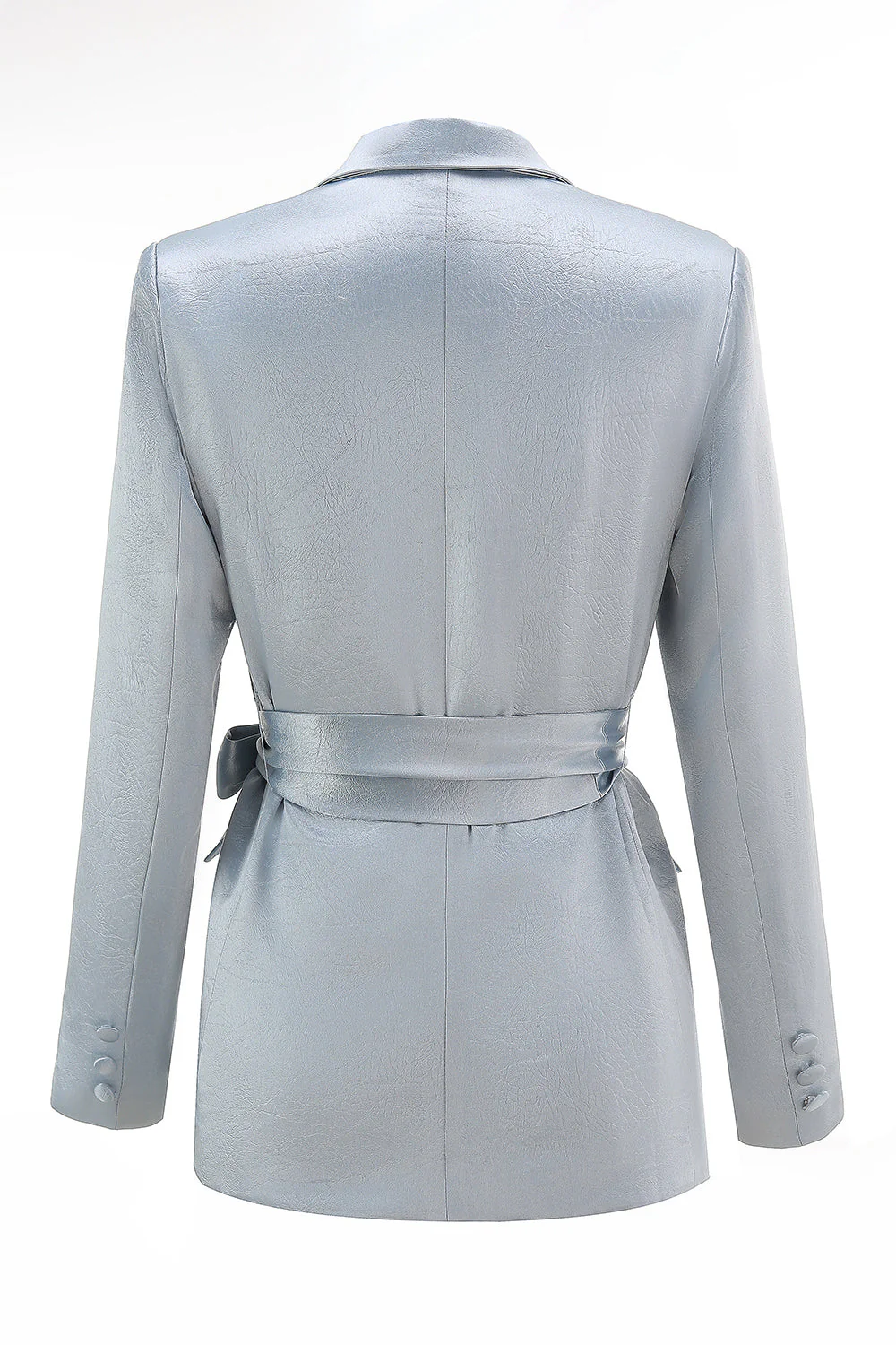 Dusty Blue Peak Lapel 2-częściowy garnitur damski z szarfą - Image 5