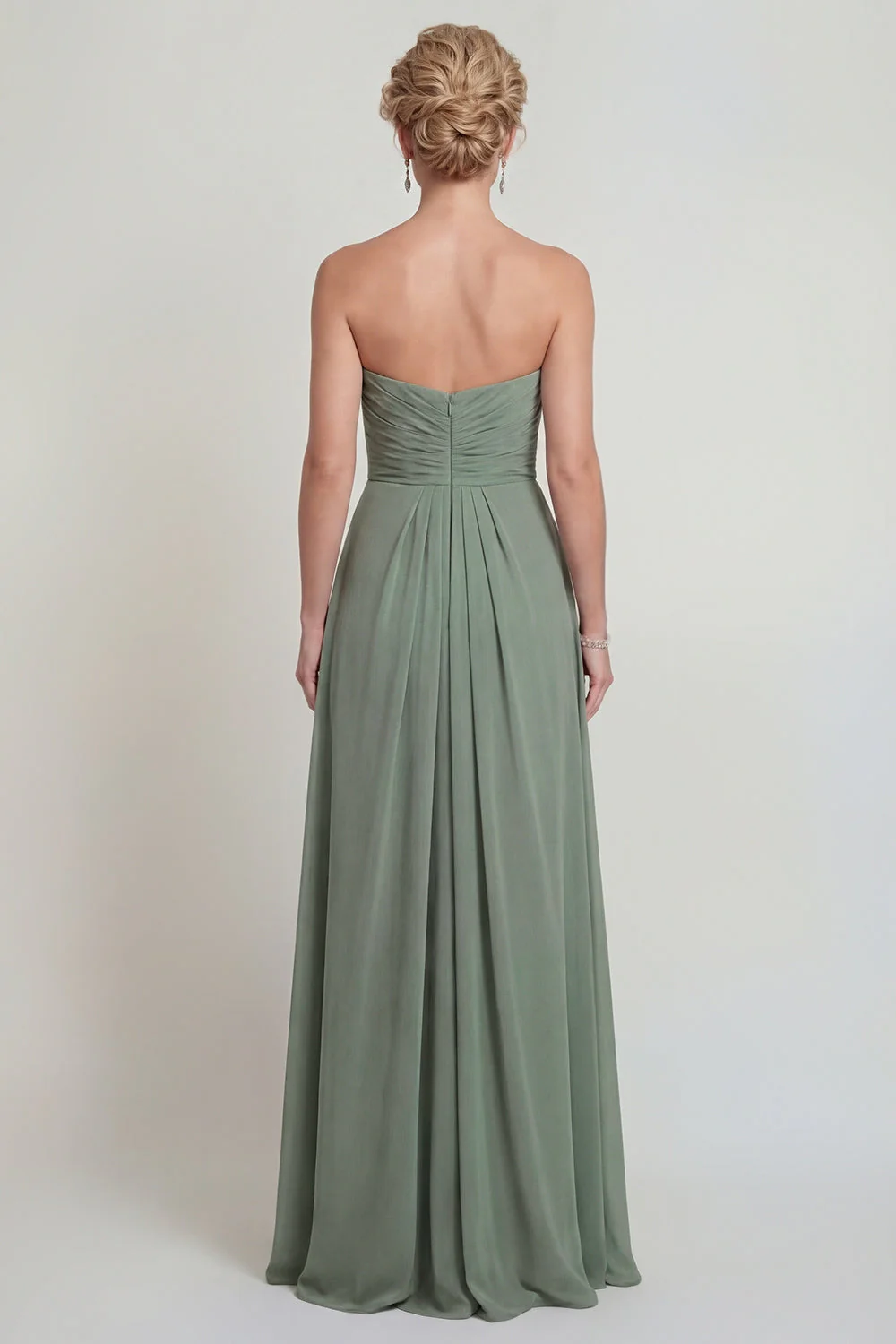 Dusty Sage Sweetheart A Line Marched Chiffon Mother of the Brides Dress z rozcięciem - Image 2