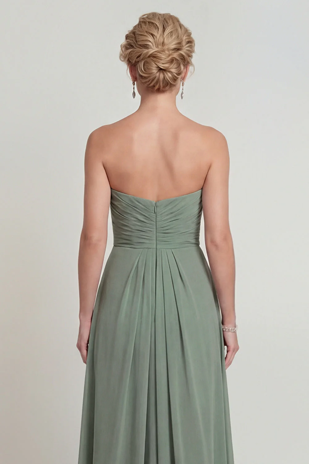 Dusty Sage Sweetheart A Line Marched Chiffon Mother of the Brides Dress z rozcięciem - Image 4