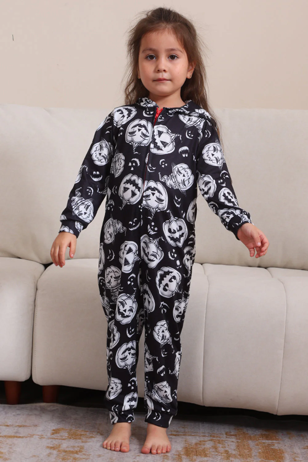Jednoczęściowa Piżama Halloween Z Nadrukiem Dyni - Image 10