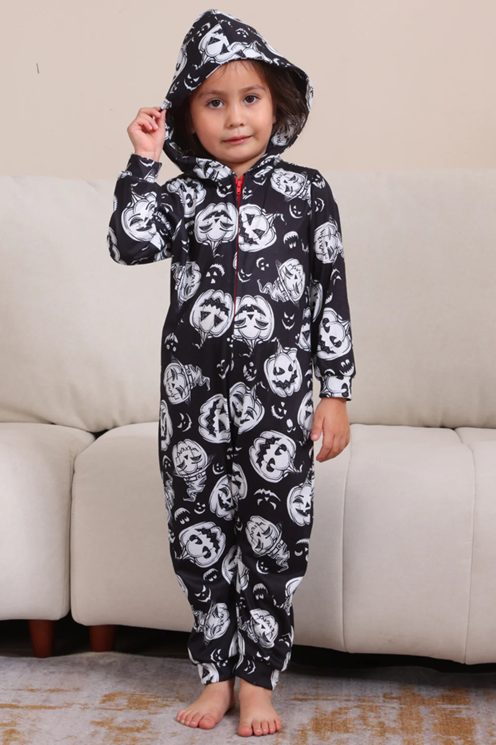 Jednoczęściowa Piżama Halloween Z Nadrukiem Dyni - Image 13