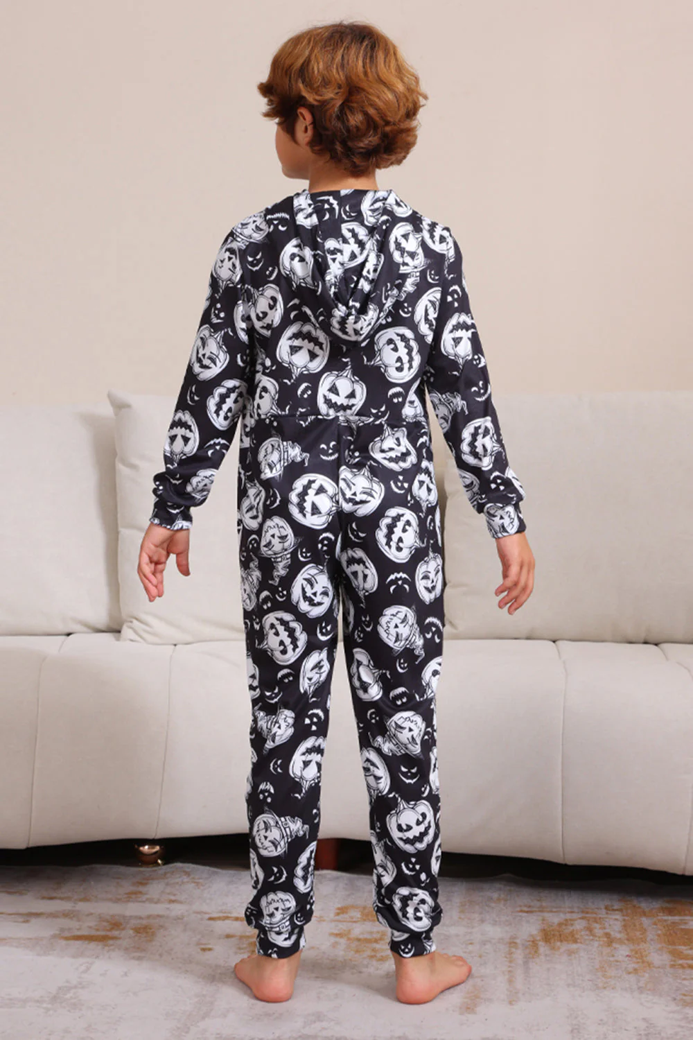 Jednoczęściowa Piżama Halloween Z Nadrukiem Dyni - Image 8