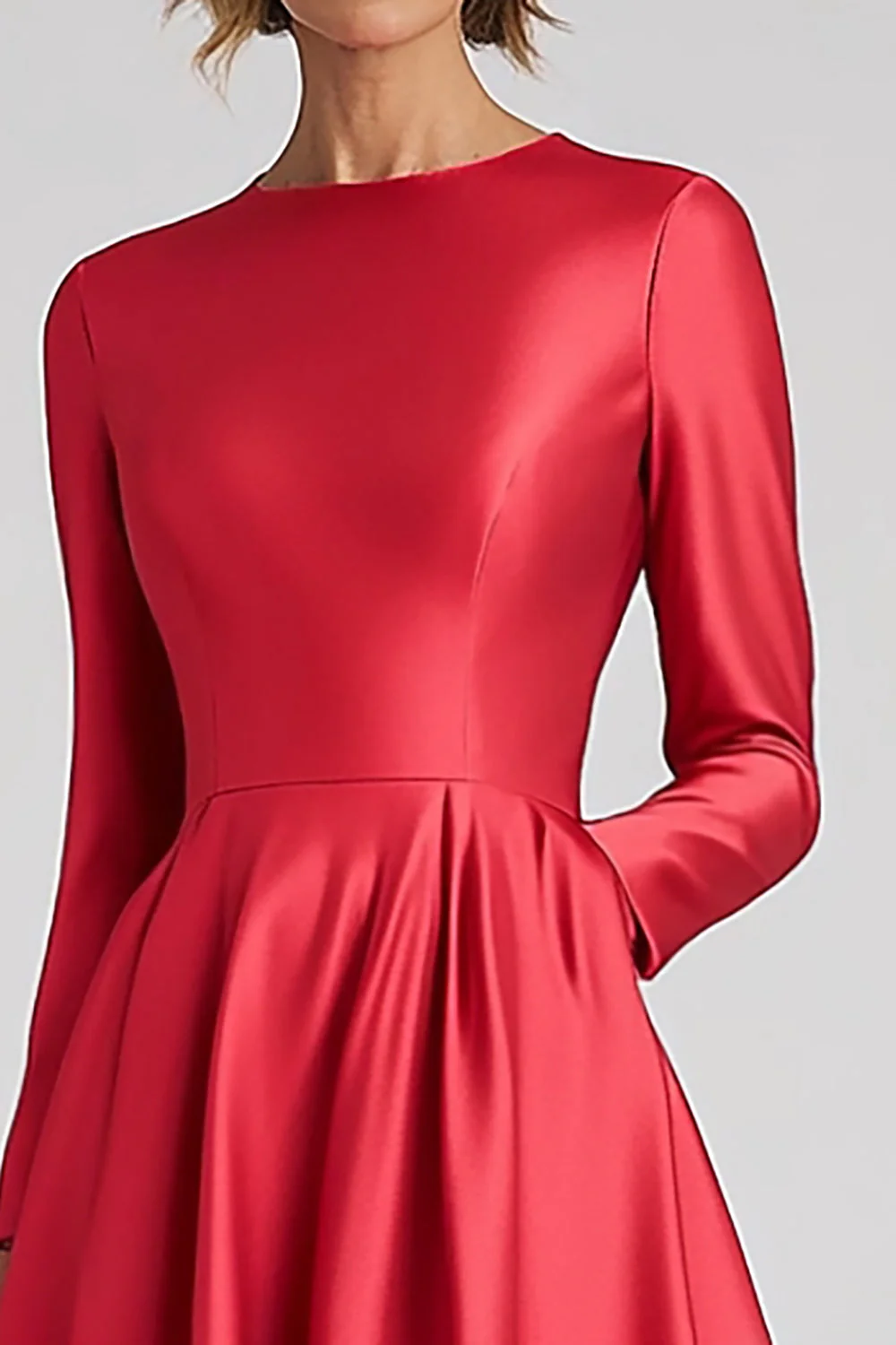Elegancka sukienka Coral A Line Z Długim Rękawem Dla Matki Panny Młodej - Image 2