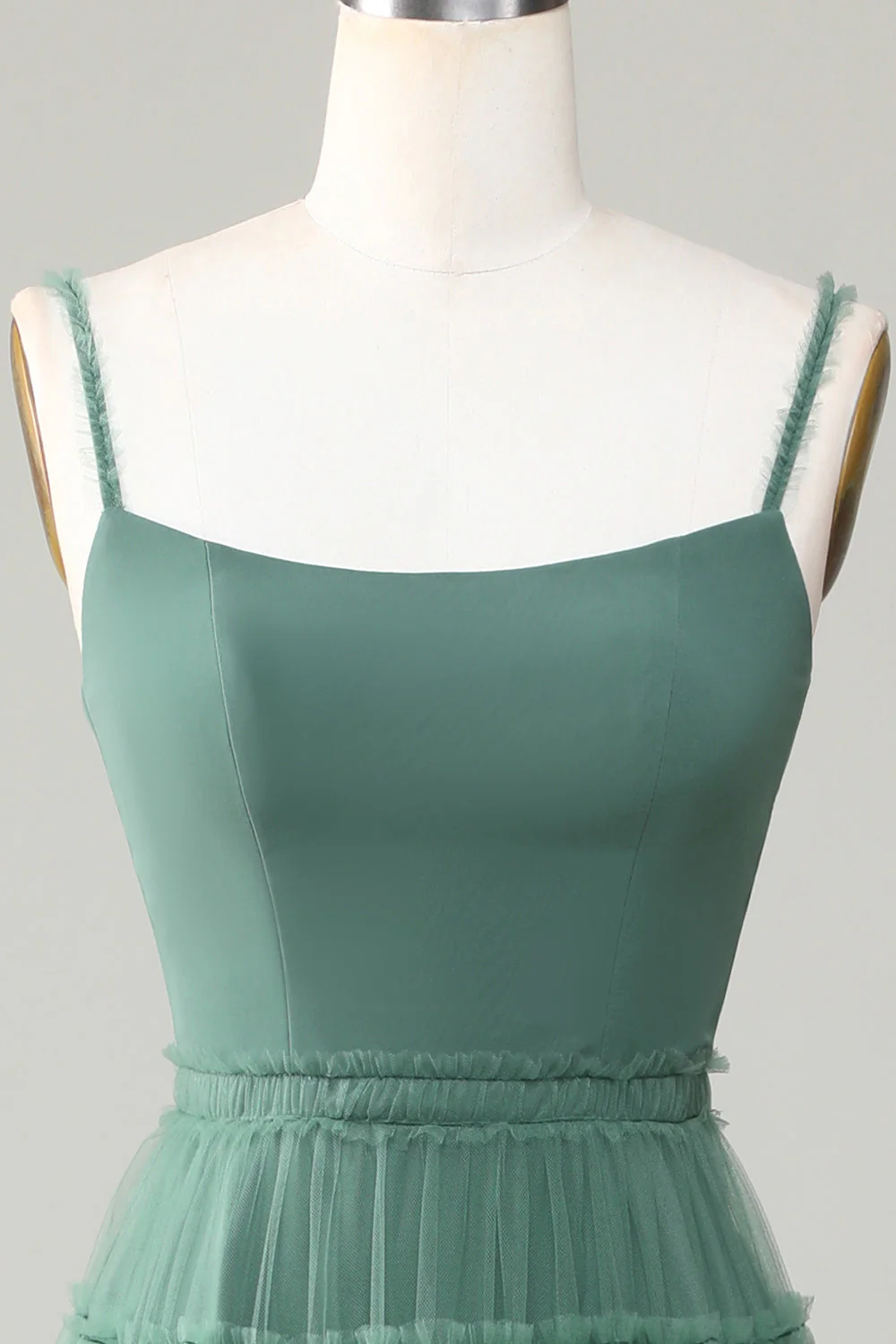 Eukaliptus A Line Spaghetti Straps Tiulowa sukienka dla druhen - Image 4