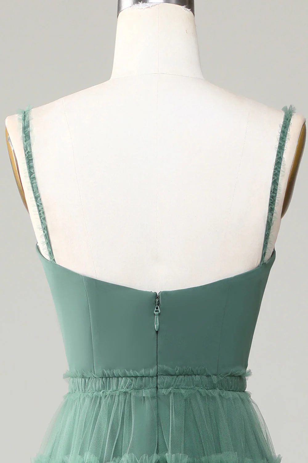 Eukaliptus A Line Spaghetti Straps Tiulowa sukienka dla druhen - Image 5