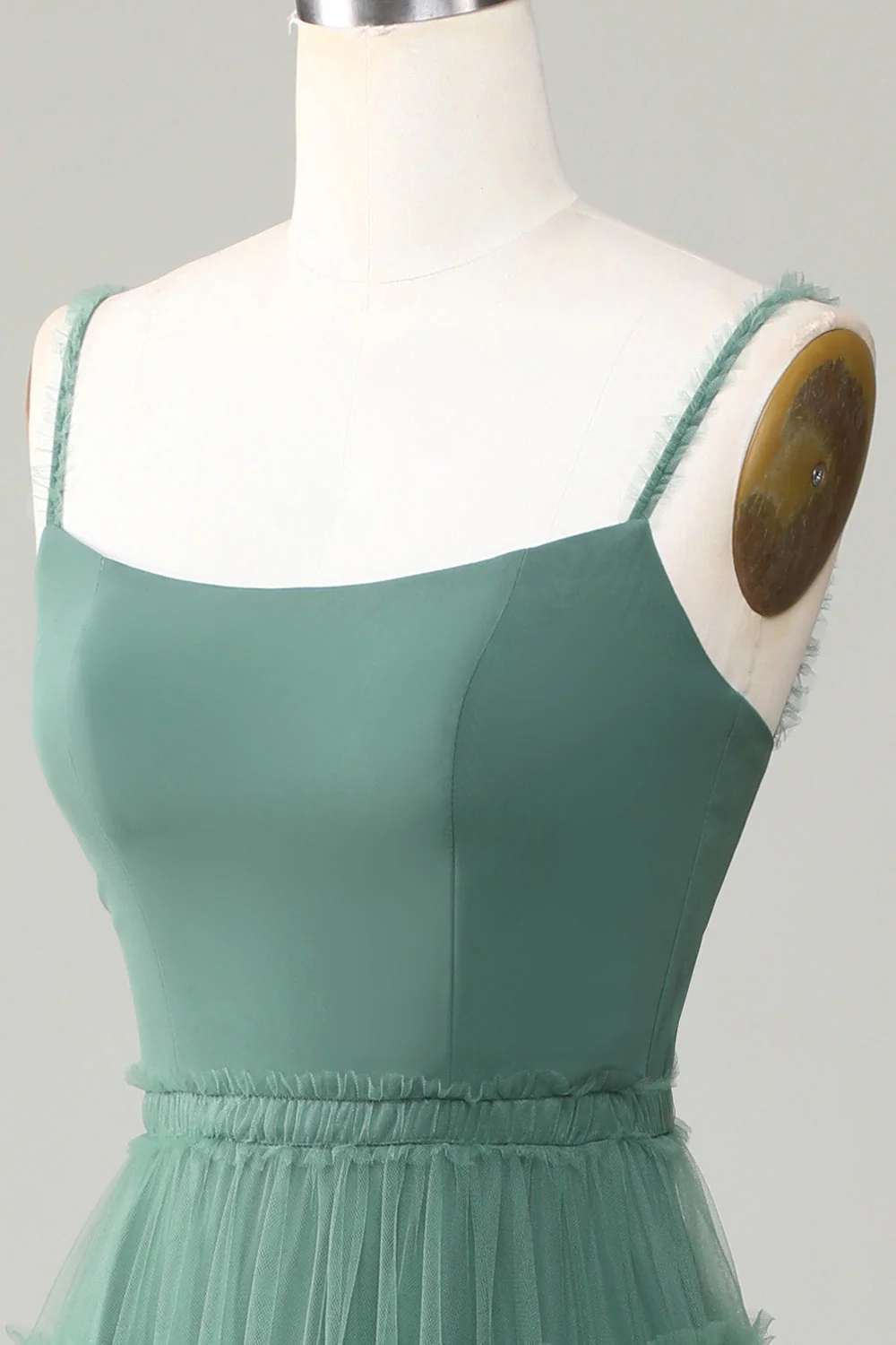 Eukaliptus A Line Spaghetti Straps Tiulowa sukienka dla druhen - Image 6