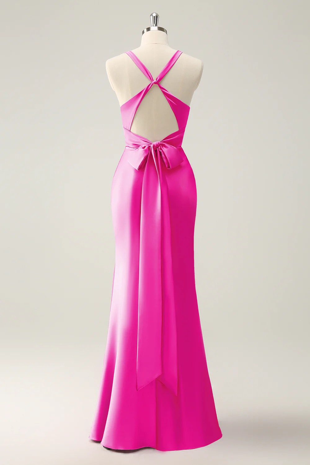 Eukaliptus syrenka z dekoltem w serek satynowa długa Sukienka Na Wesele - Image 4