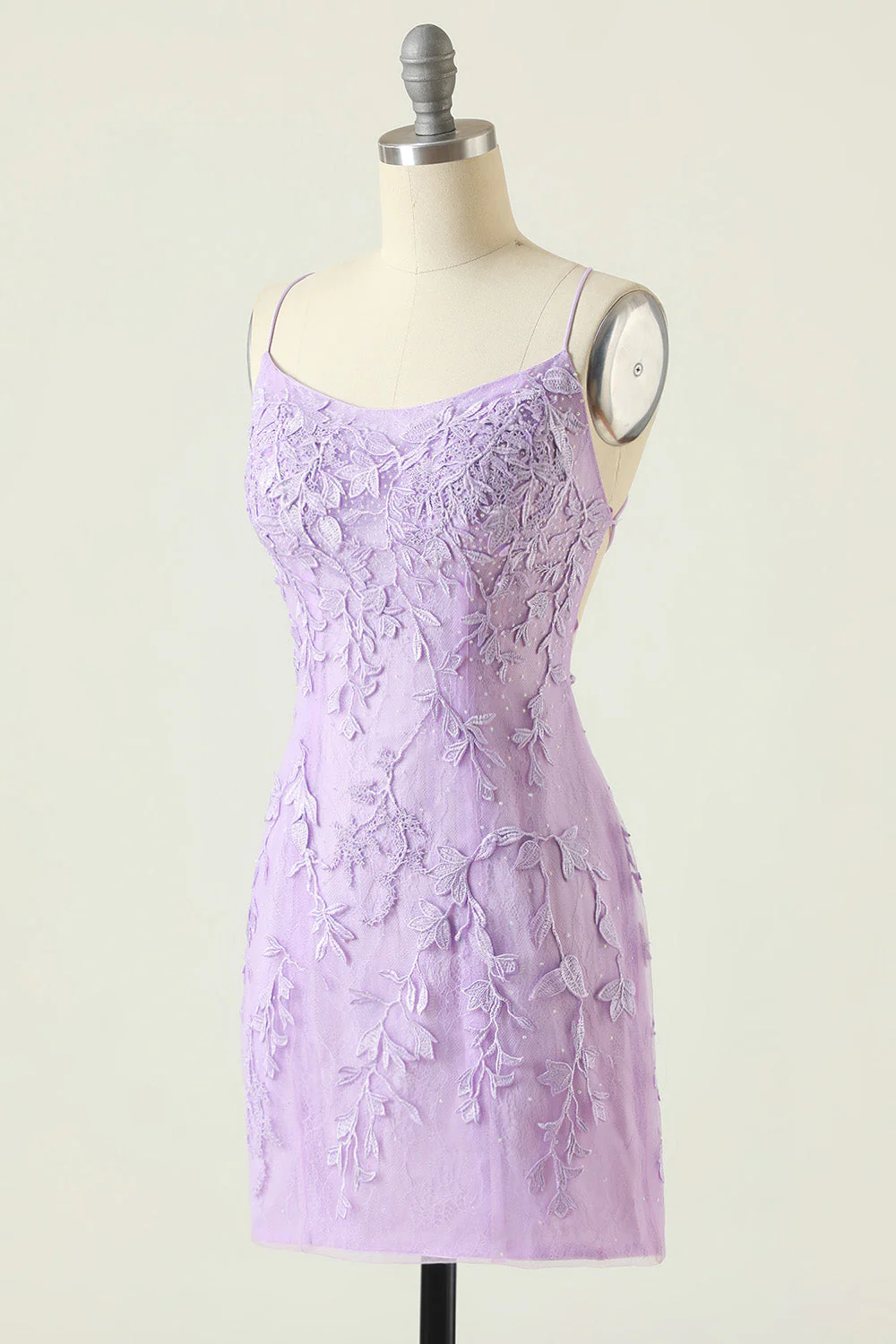 Fioletowa sukienka Bodycon Homecoming z aplikacjami bez pleców - Image 3