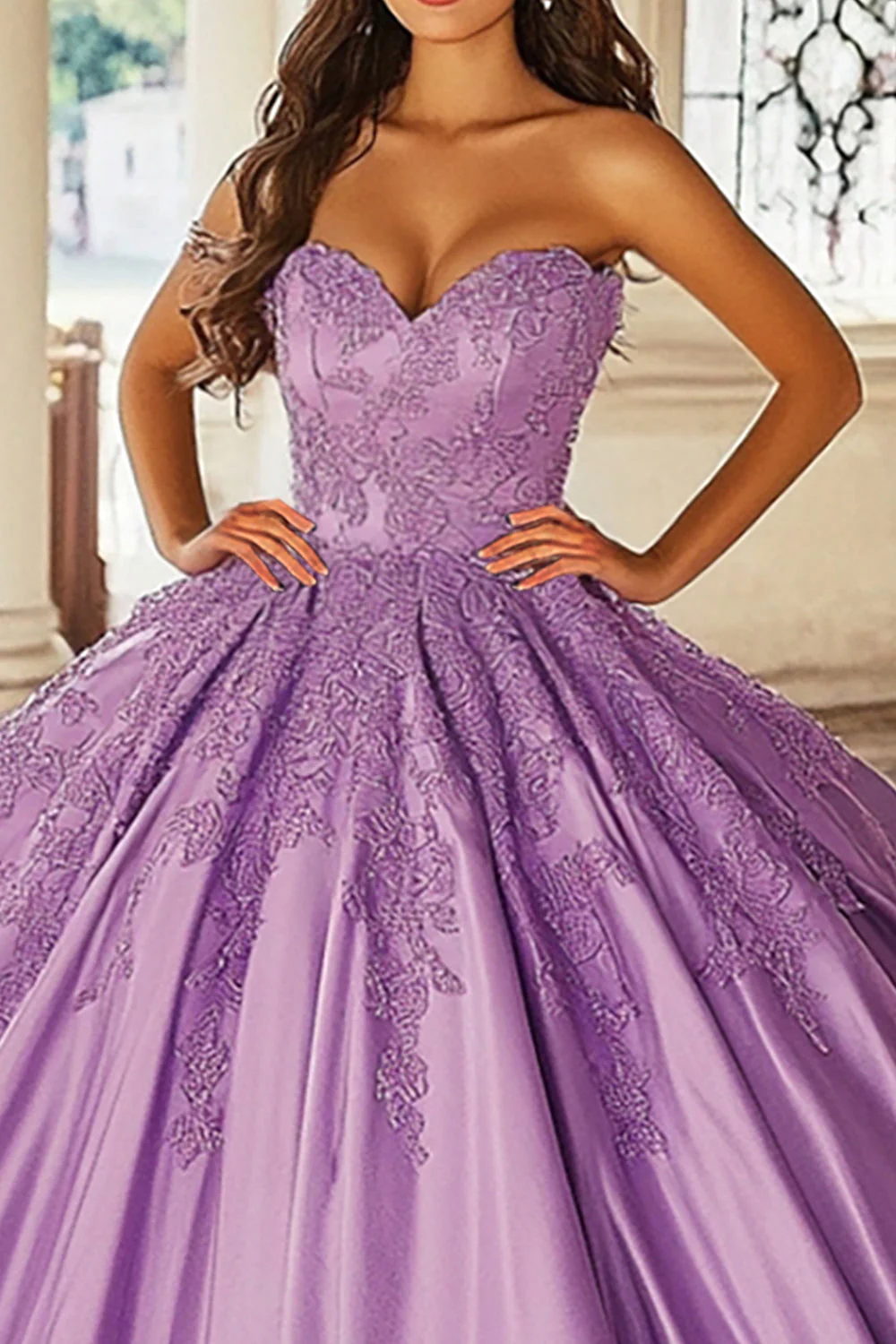 Fioletowa suknia balowa bez ramiączek Sweetheart Quinceanera Dress - Image 2