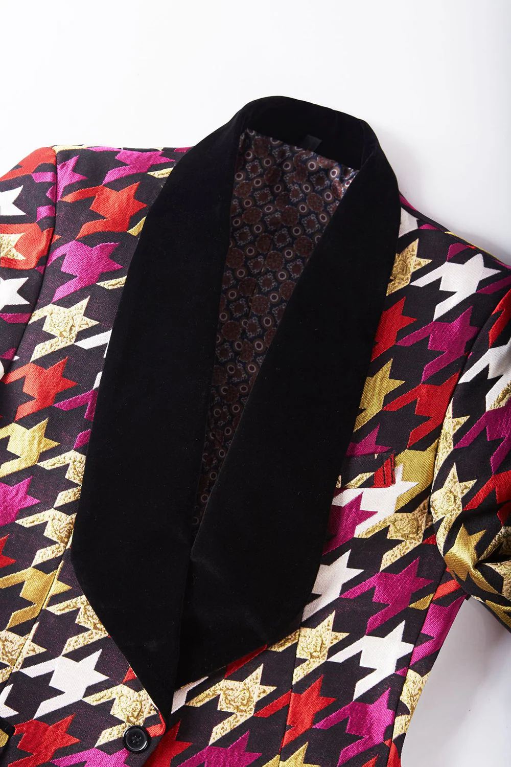 Fioletowy kolorowy szal z klapą 2-częściowe męskie garnitury na studniówkę - Image 3