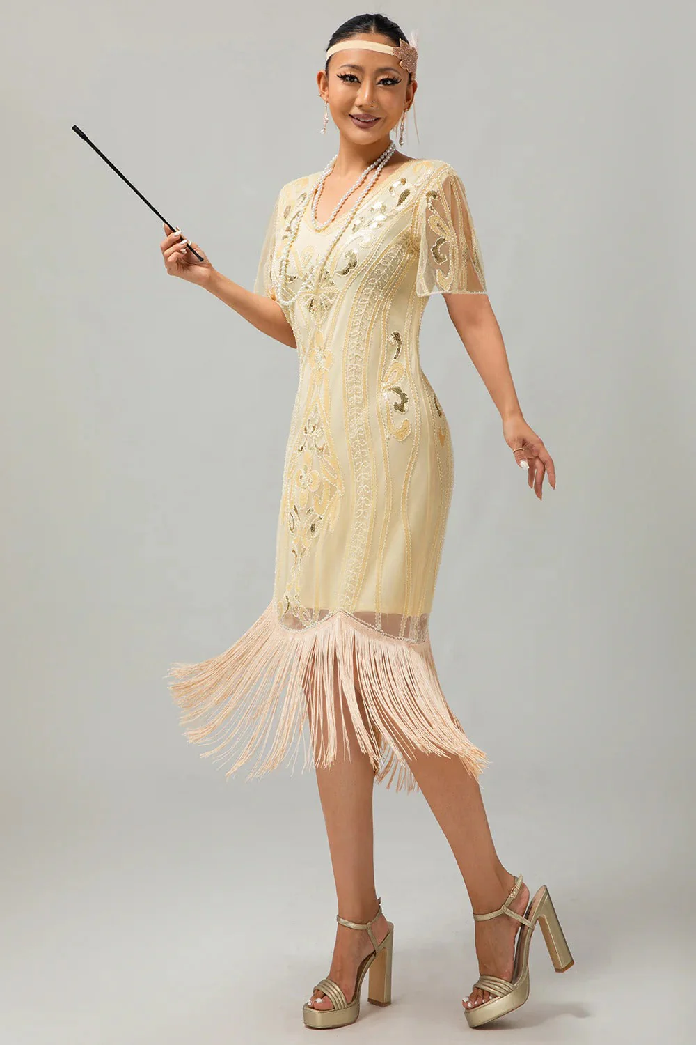Flapper bordowa cekinowa sukienka bodycon z frędzlami z 1920 roku - Image 14