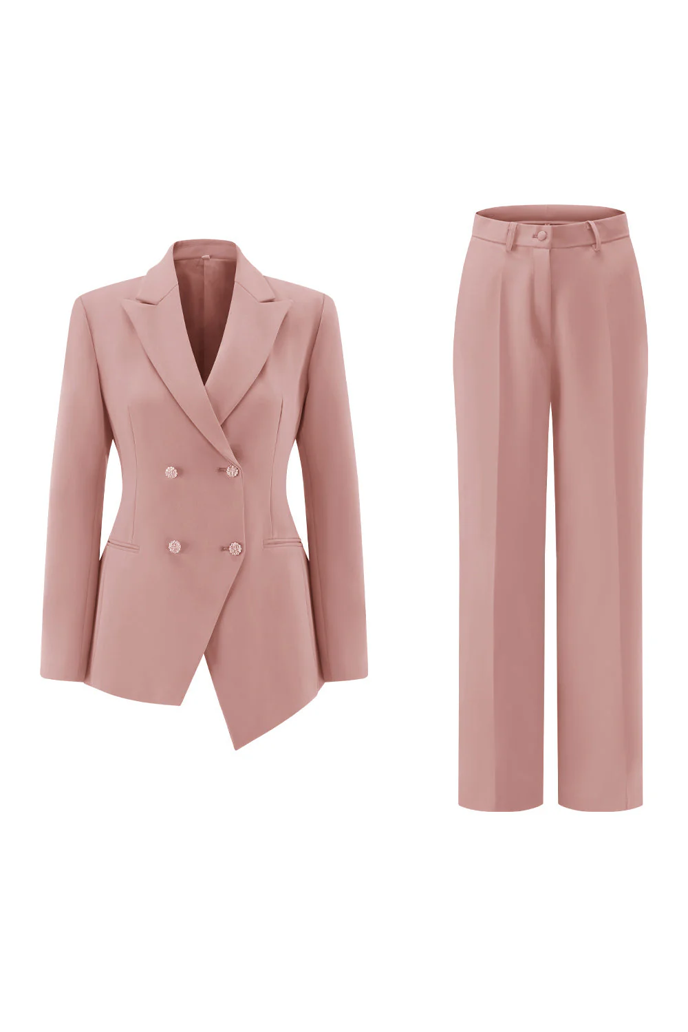 Fuksja Peak Lapel 2-częściowe garnitury damskie z guzikami - Image 13