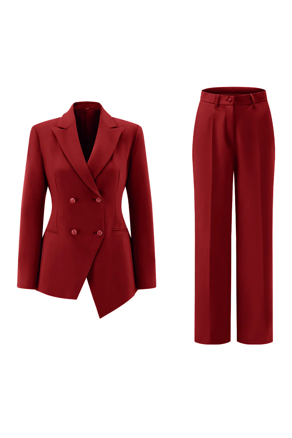 Fuksja Peak Lapel 2-częściowe garnitury damskie z guzikami - Image 15