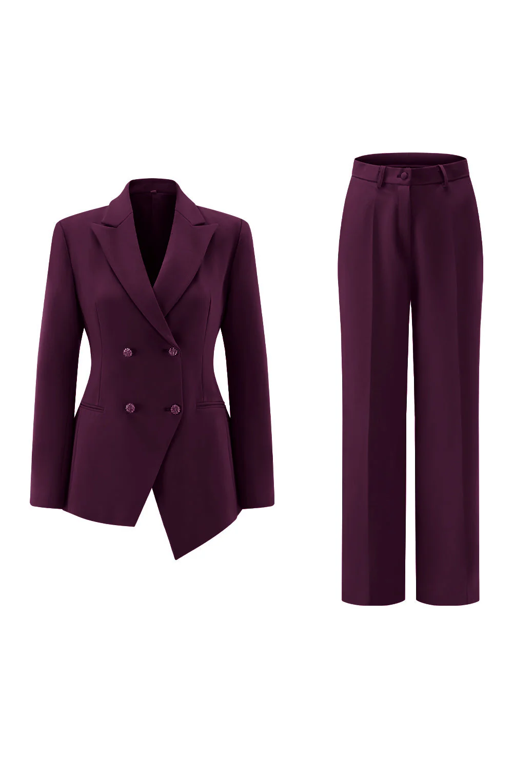 Fuksja Peak Lapel 2-częściowe garnitury damskie z guzikami - Image 21