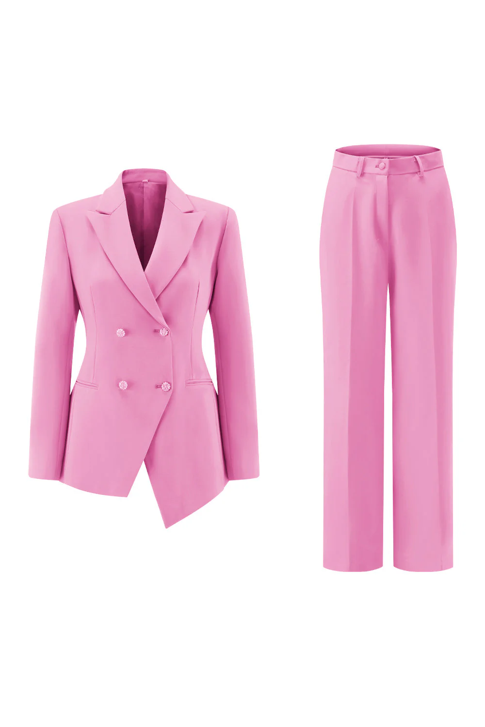 Fuksja Peak Lapel 2-częściowe garnitury damskie z guzikami - Image 9