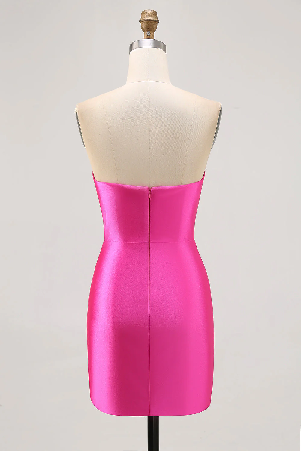 Fuksjowa sukienka bodycon z koralikami i rozcięciem - Image 2