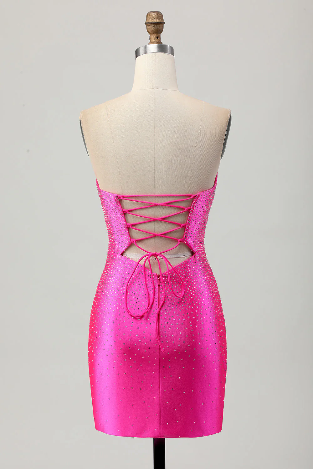Fuksjowa sukienka bodycon z wycięciami na ramiączkach - Image 2
