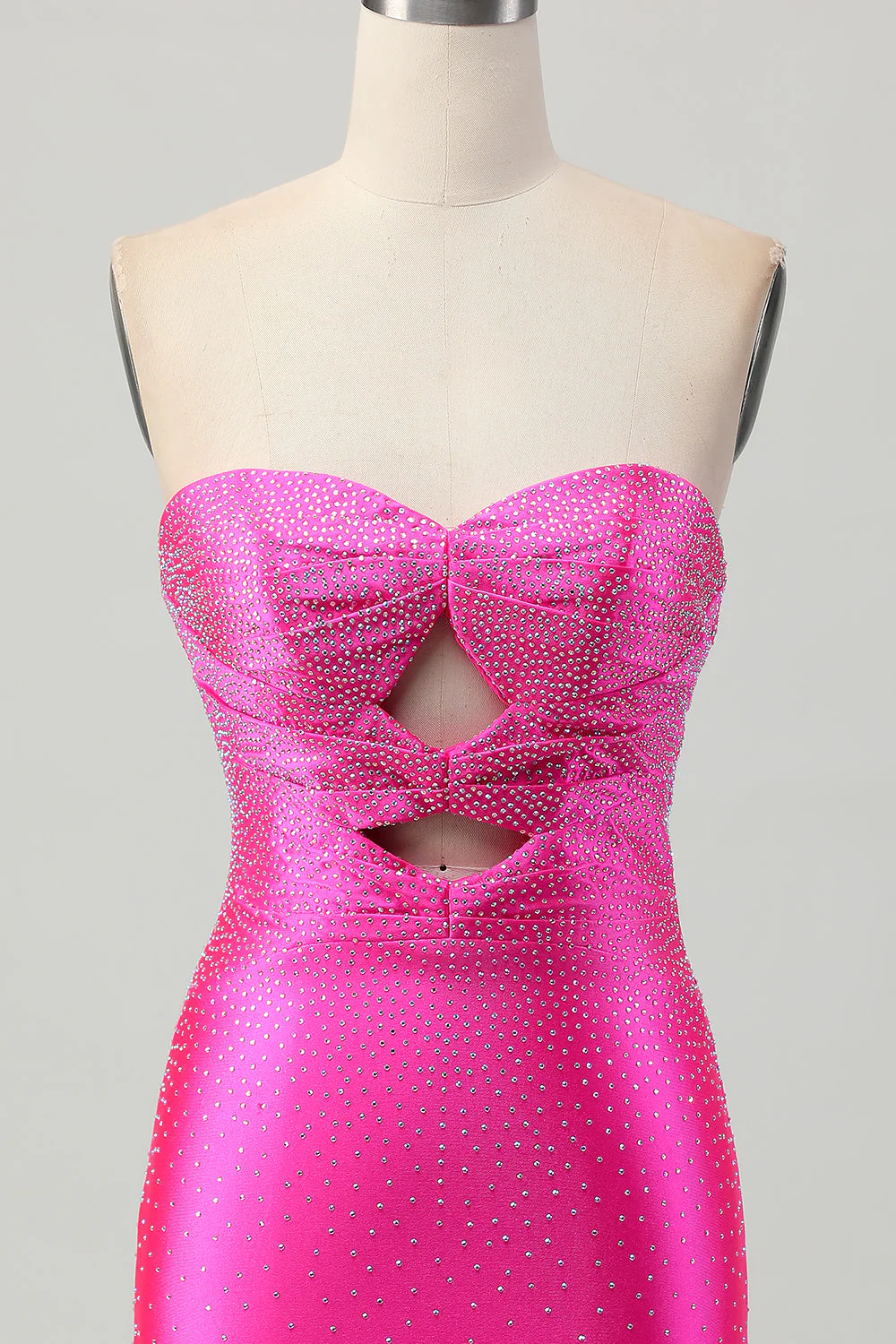 Fuksjowa sukienka bodycon z wycięciami na ramiączkach - Image 4