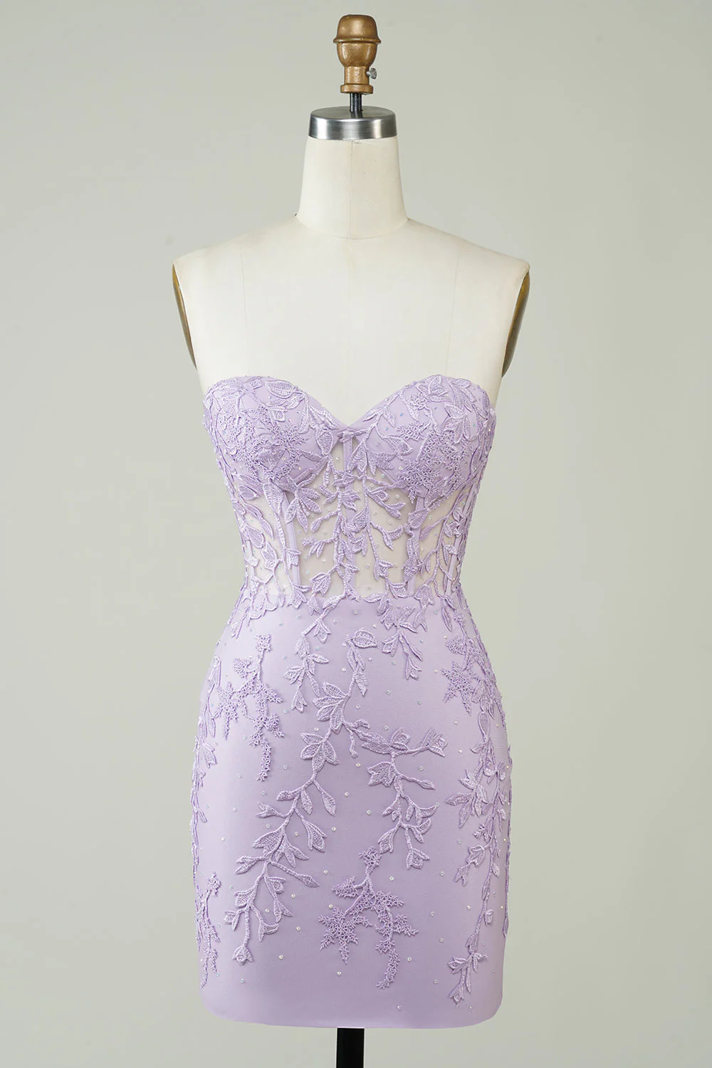 Gorąca sprzedaż Bodycon Sweetheart Purpurowy gorset Homecoming Dress z aplikacjami - Image 16