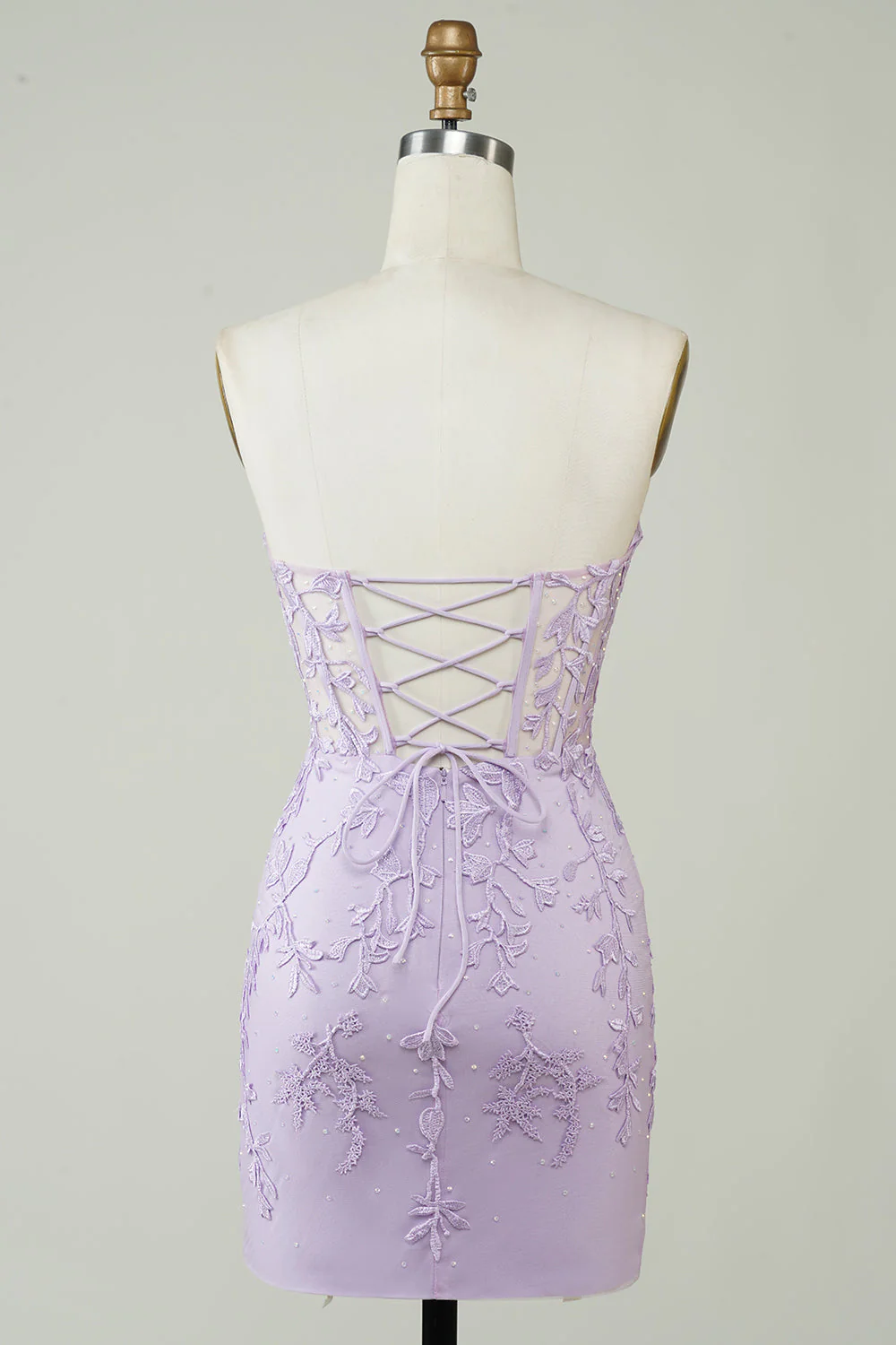 Gorąca sprzedaż Bodycon Sweetheart Purpurowy gorset Homecoming Dress z aplikacjami - Image 2
