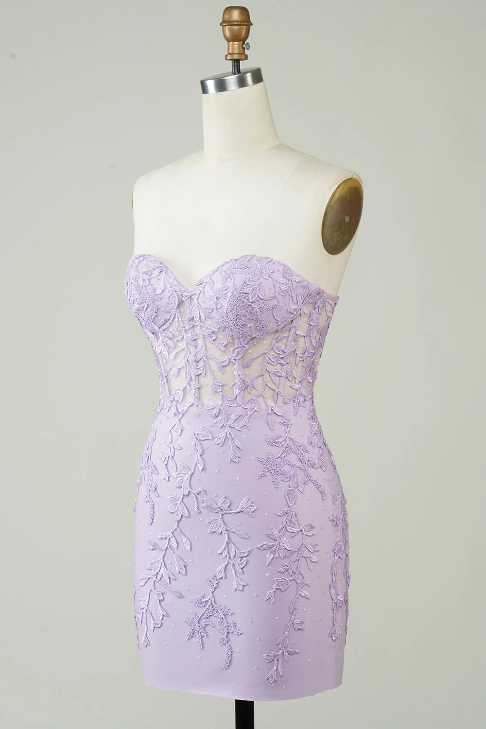 Gorąca sprzedaż Bodycon Sweetheart Purpurowy gorset Homecoming Dress z aplikacjami - Image 3