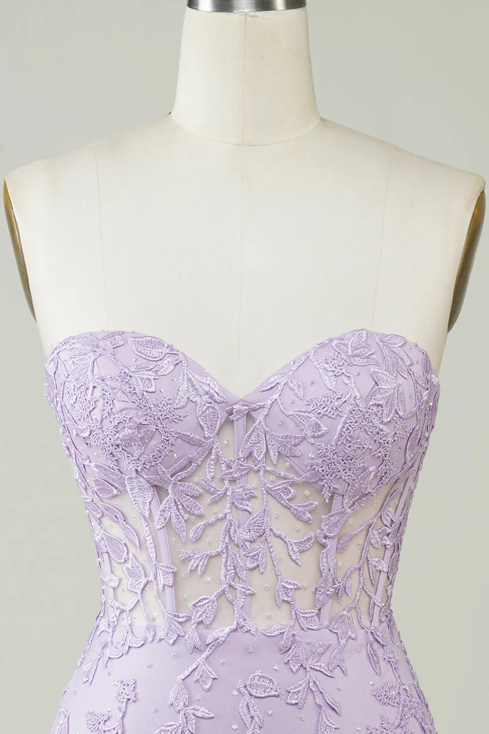 Gorąca sprzedaż Bodycon Sweetheart Purpurowy gorset Homecoming Dress z aplikacjami - Image 4
