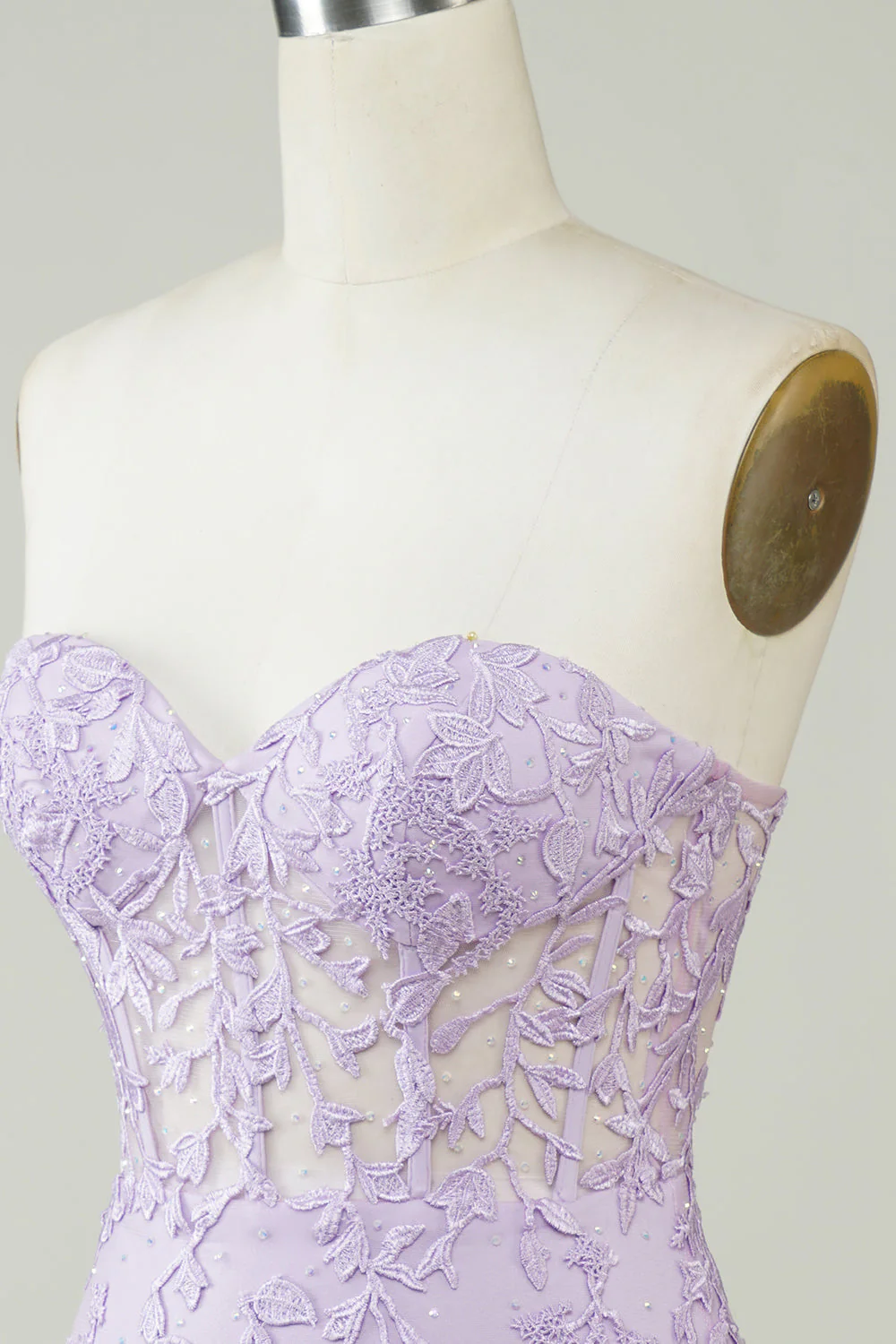 Gorąca sprzedaż Bodycon Sweetheart Purpurowy gorset Homecoming Dress z aplikacjami - Image 5