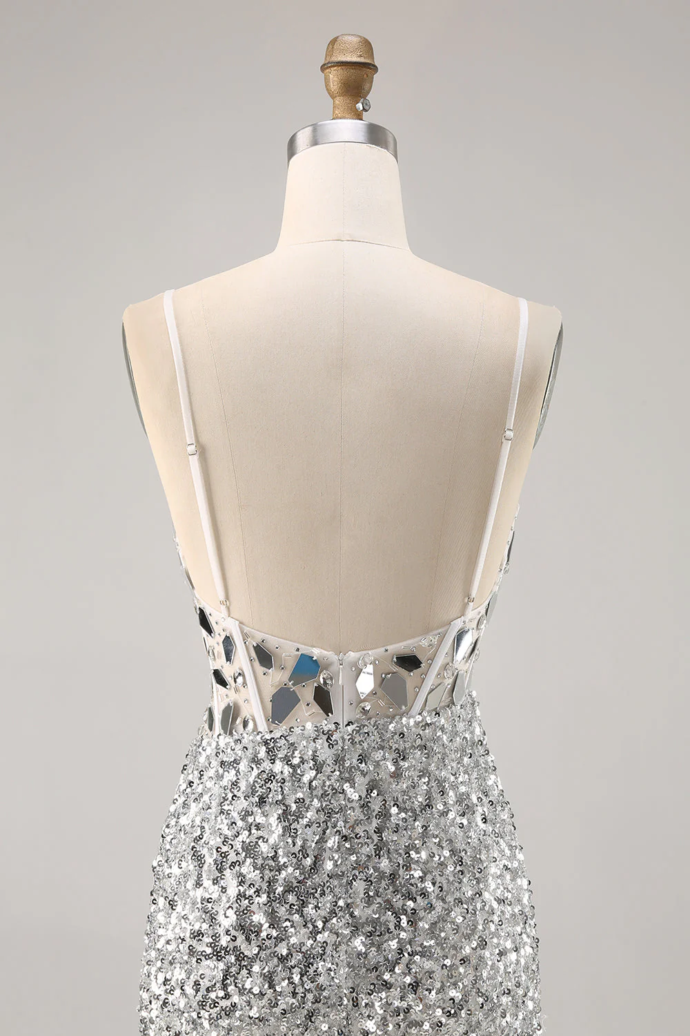 Gorset Srebrny Dekolt W Serek Bodycon Lustro Sukienka Powrót Do Domu - Image 5