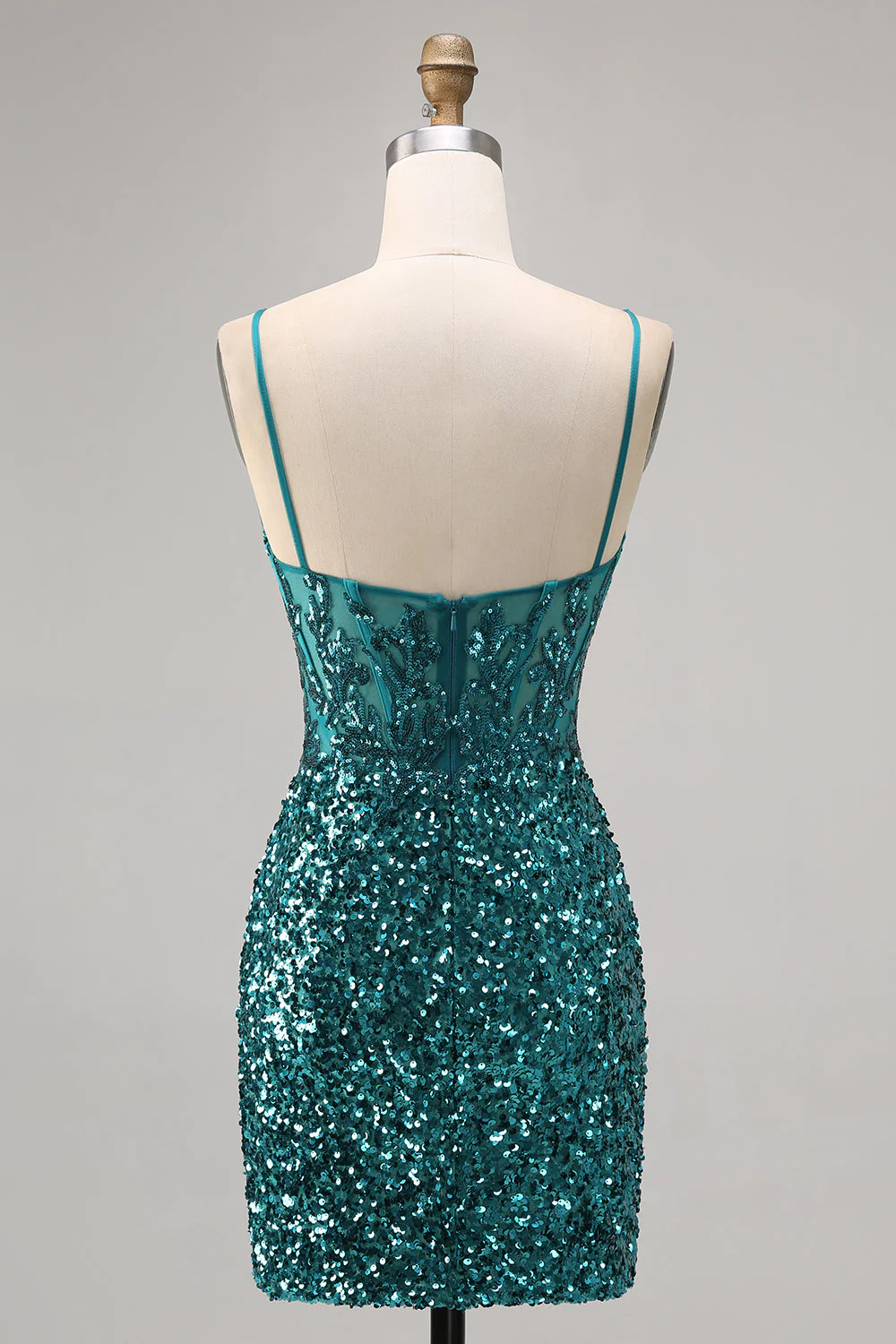 Gorset Szary Niebieski Bodycon Cekinowa Sukienka Na Powrót Do Domu - Image 8