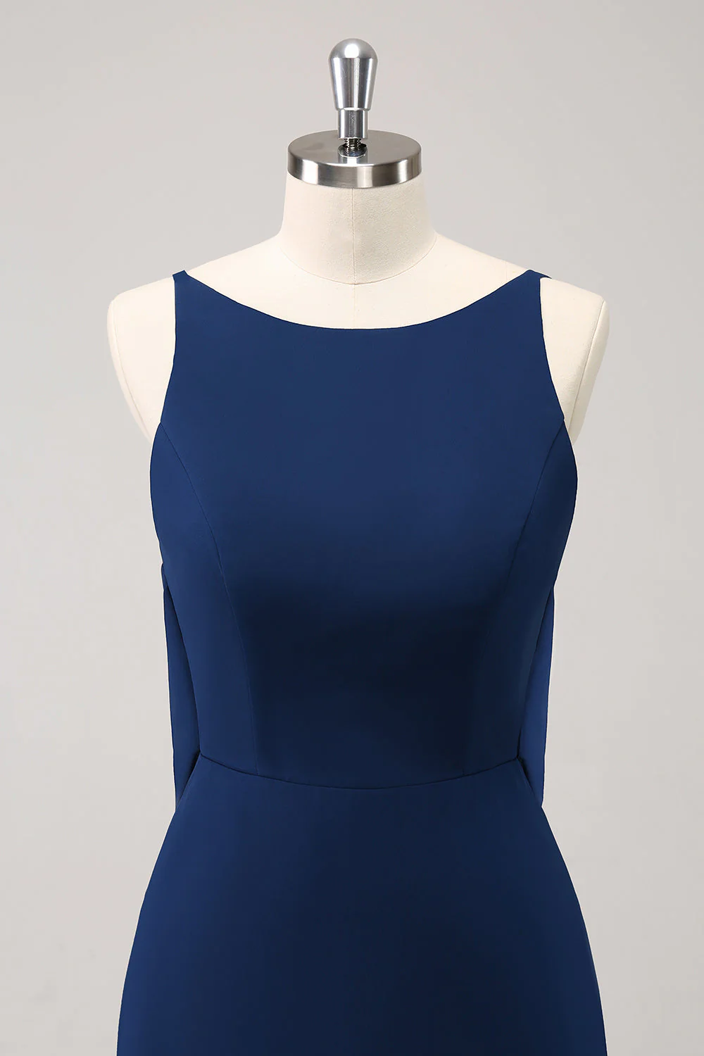 Granatowa Cowl Back Długa Sukienka Dla Swiadkowej - Image 4