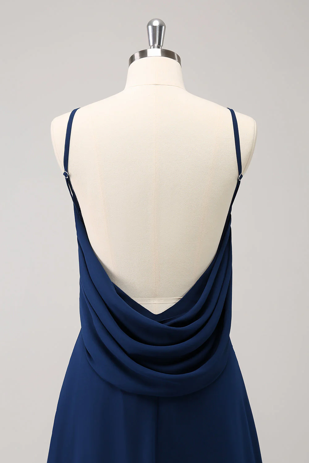 Granatowa Cowl Back Długa Sukienka Dla Swiadkowej - Image 5