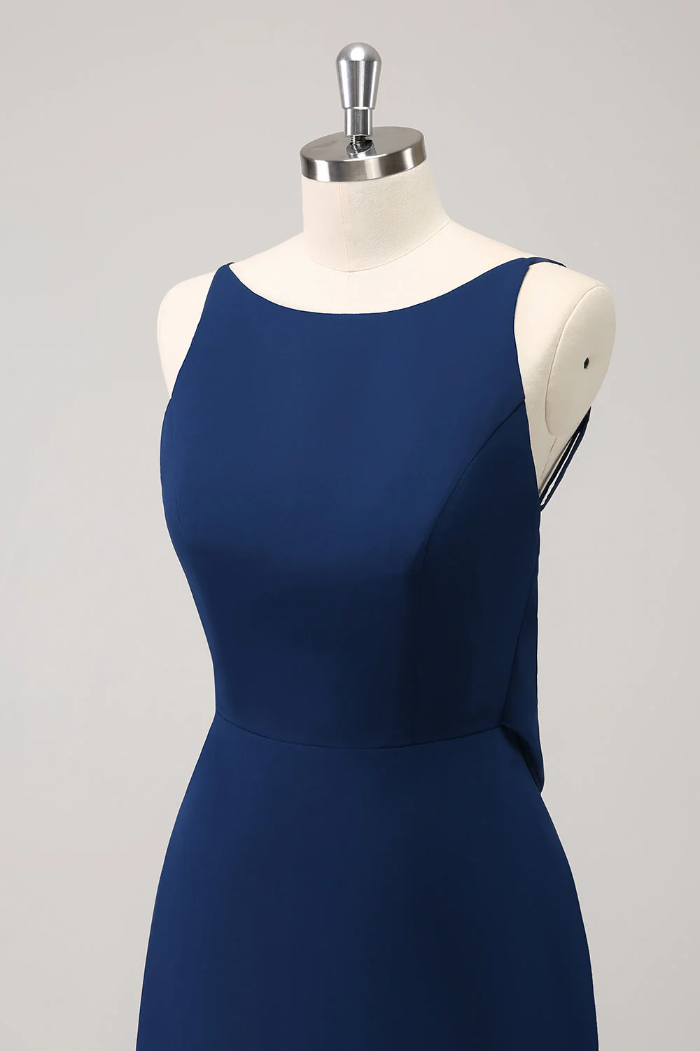 Granatowa Cowl Back Długa Sukienka Dla Swiadkowej - Image 6