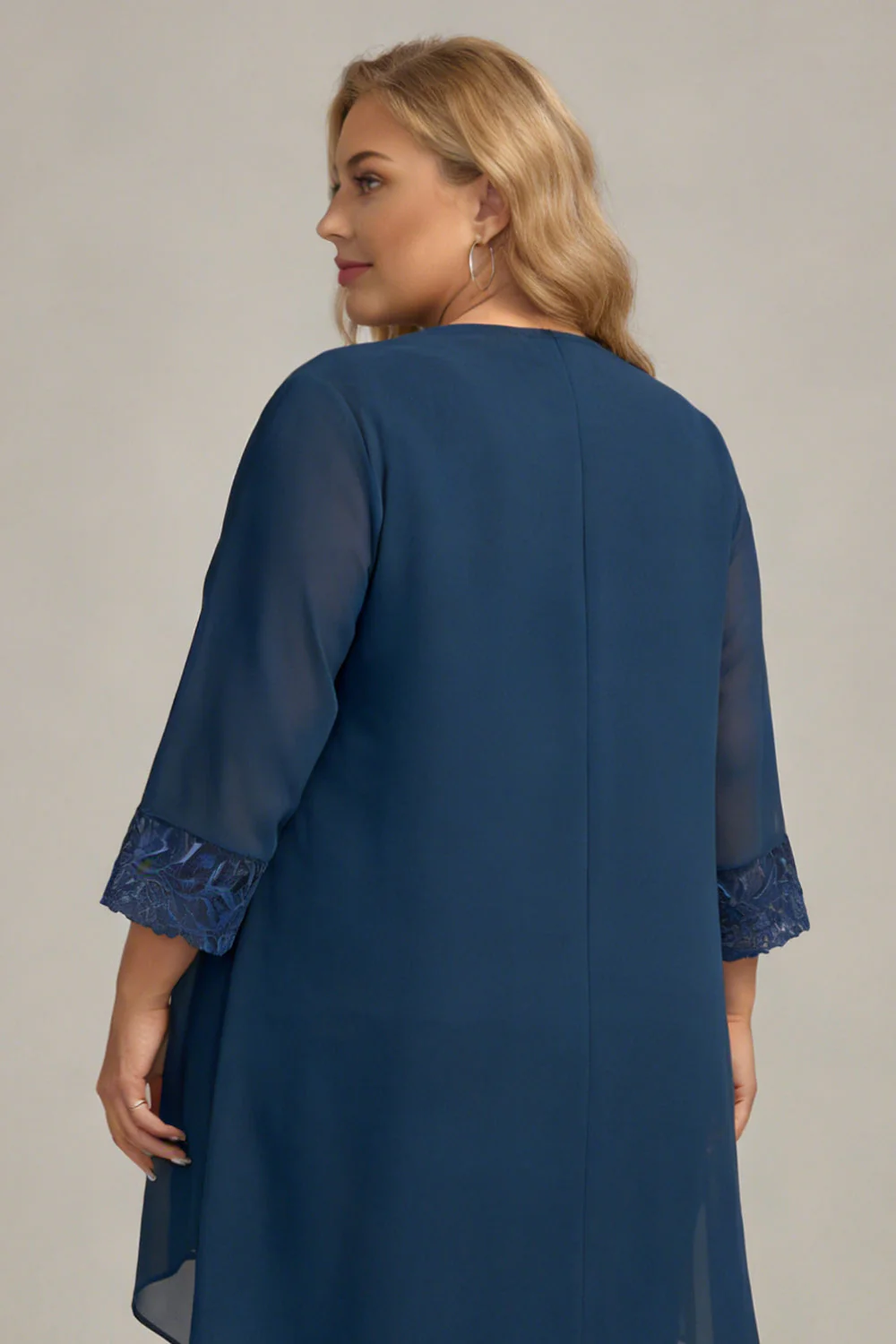 Granatowe 3-częściowe garnitury z długim rękawem plus size – garnitury matki panny młodej - Image 4