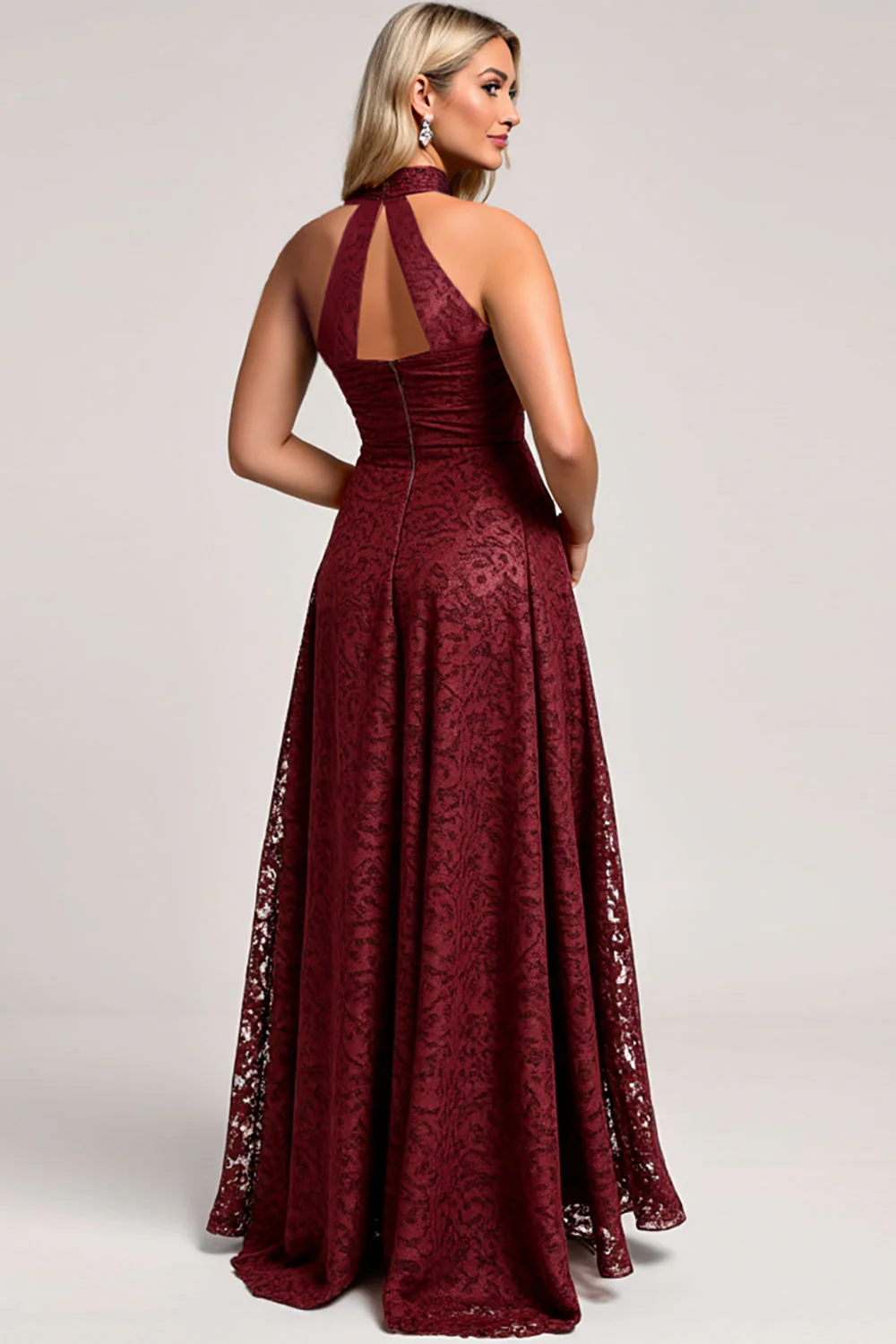 Halter Cabernet Koronkowa sukienka dla druhen z linii - Image 2