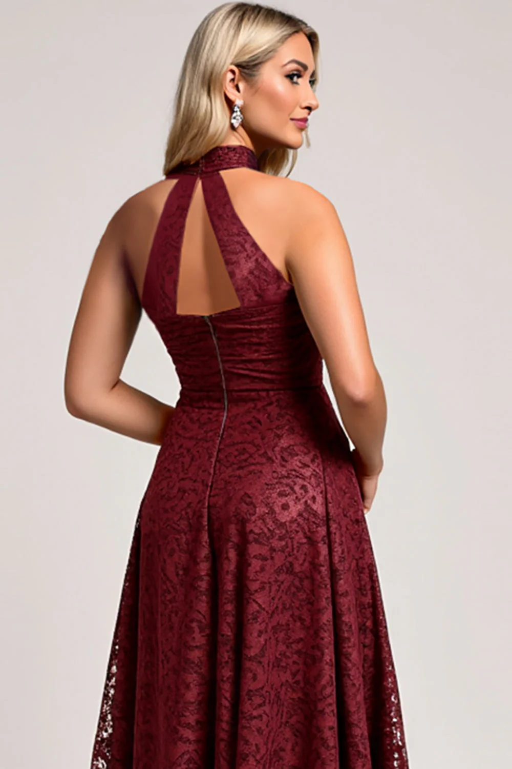 Halter Cabernet Koronkowa sukienka dla druhen z linii - Image 5
