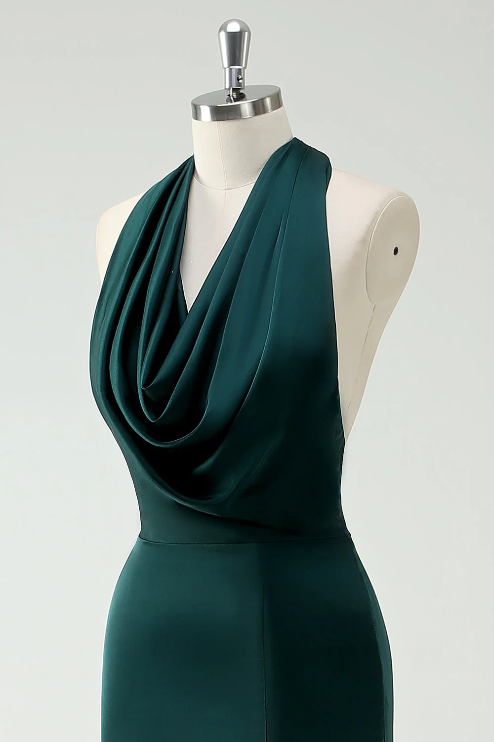 Halter Neck Sosnowa zielona syrenka długa sukienka dla druhen z rozcięciem - Image 6