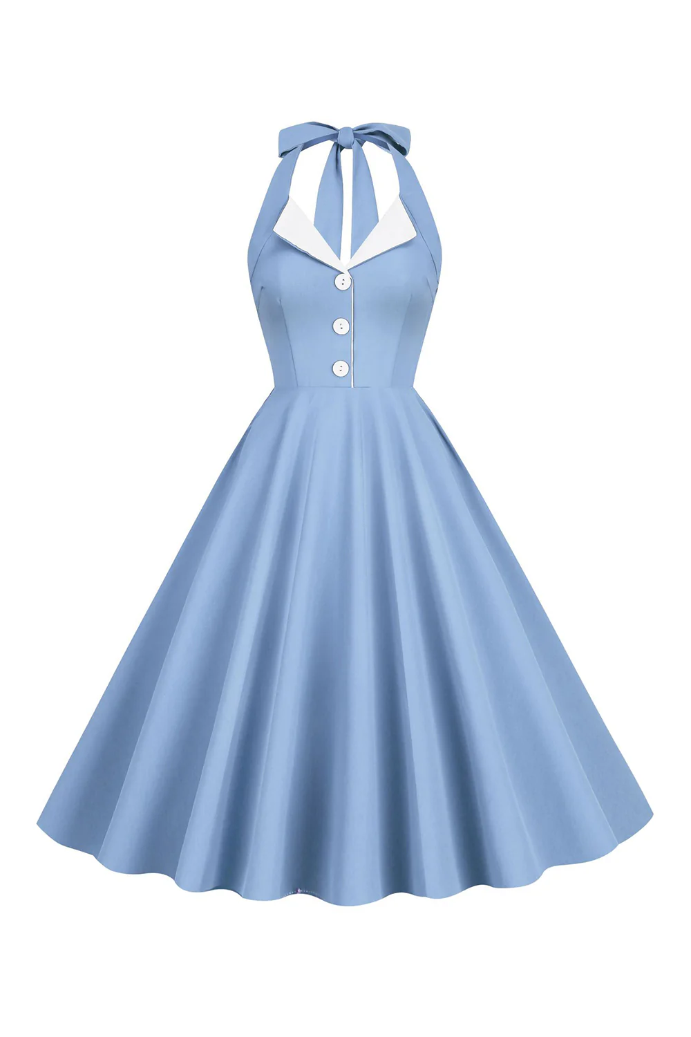 Halter Żółta Plisowana Sukienka W Stylu Vintage - Image 12