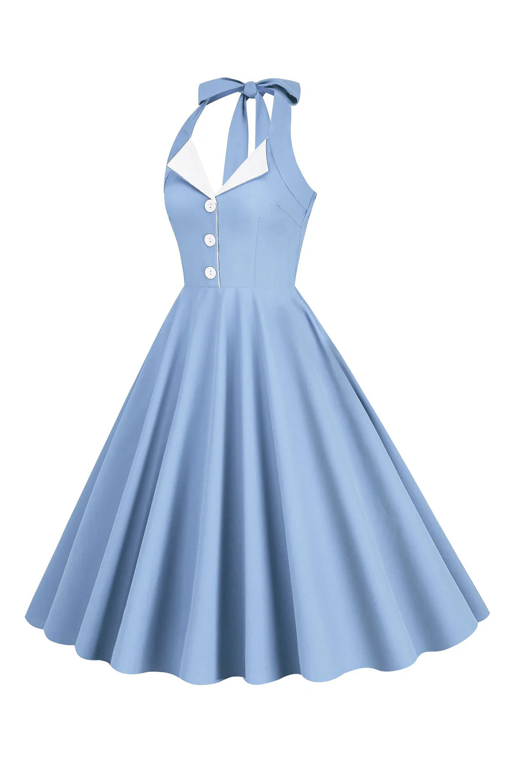 Halter Żółta Plisowana Sukienka W Stylu Vintage - Image 14