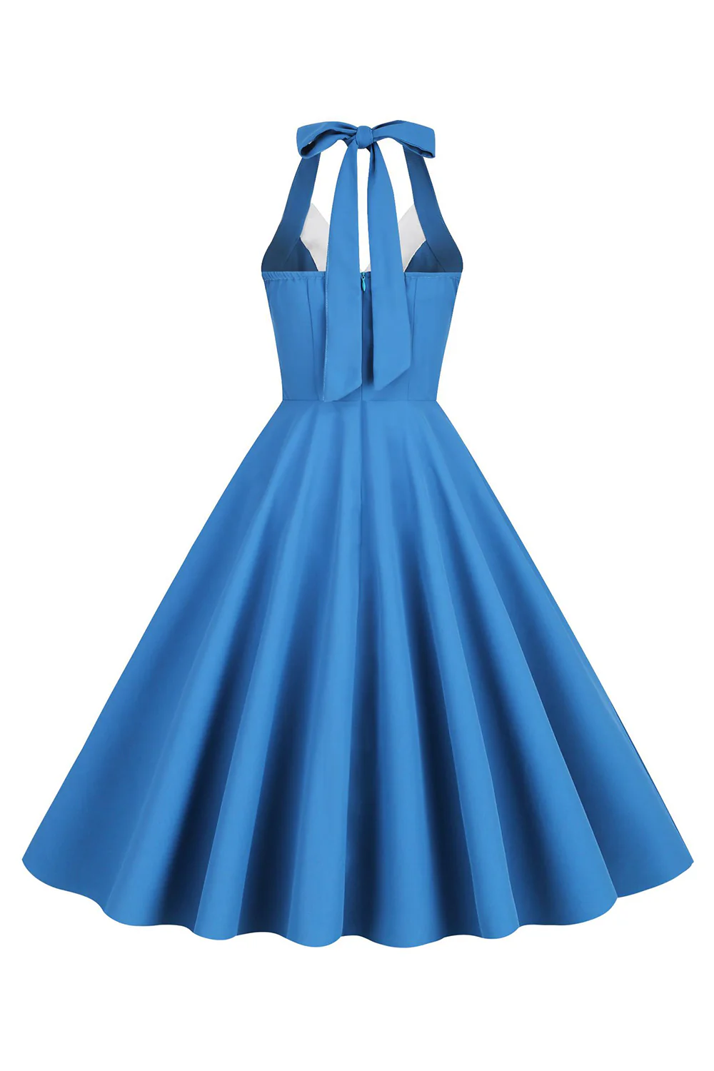 Halter Żółta Plisowana Sukienka W Stylu Vintage - Image 7