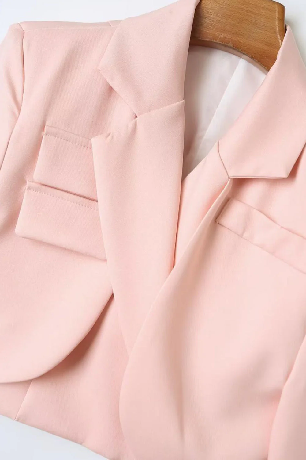 Hot Pink Notched Lapel Tie Cropped Women's Blazer - Image 7