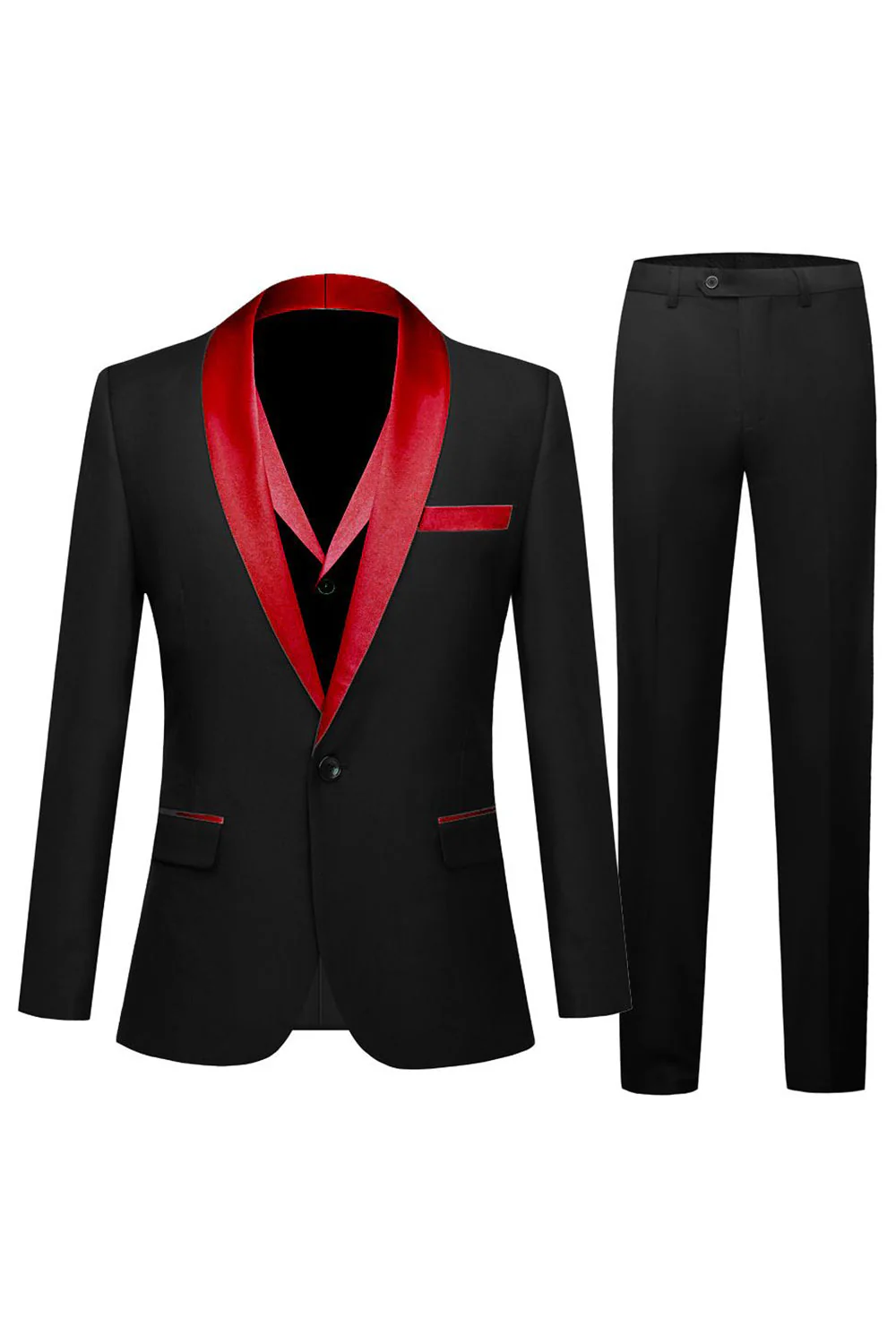 i szampański szal klapa 3-częściowe męskie garnitury balowe slim fit - Image 13